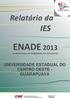 Relatório da IES ENADE 2013 EXAME NACIONAL DE DESEMPENHO DOS ESTUDANTES UNIVERSIDADE ESTADUAL DO CENTRO OESTE - GUARAPUAVA