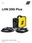 LHN 200i Plus. Manual do usuário e peças de reposição. LHN 200i Plus