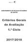 AGRUPAMENTO DE ESCOLAS DE EUGÉNIO DE CASTRO. Critérios Gerais de Avaliação 1.º Ciclo