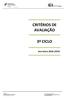 CRITÉRIOS DE AVALIAÇÃO 3º CICLO. Ano letivo 2018 /2019. Escola Sede: Rua Escola Secundária Alfena Telefone Fax