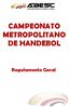 CAMPEONATO METROPOLITANO DE HANDEBOL. Regulamento Geral