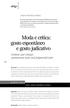 Moda e crítica: gosto espontâneo e gosto judicativo