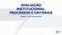 AVALIAÇÃO INSTITUCIONAL: PROCESSOS E CRITÉRIOS. Professor Dr. José Henrique de Faria