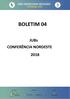 BOLETIM 04. JUBs CONFERÊNCIA NORDESTE 2018