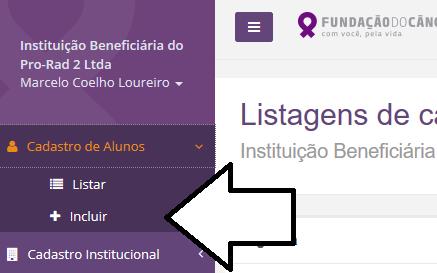 QUARTO PASSO: Inscrever os candidatos. Somente pela área privada (mediante login) a Instituição Beneficiária poderá submeter a inscrição de candidatos.