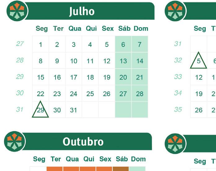 CALENDÁRIO 2019 Atenção: Os Núcleos