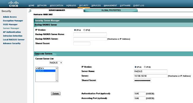 segredo compartilhado deve combinar o RAIO). 3. Para ambos os VLAN, a criptografia deve combinar.