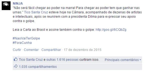 Cunha, #VemPelaDemocracia, entre outras.