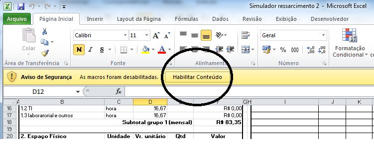 Tutorial Planilha de Ressarcimento Abrindo o sistema 1.