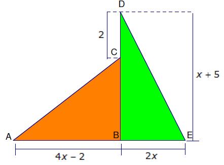 Grupo III 1. Resolve a equação seguinte: 2 x 2 1 3x presenta os cálculos que efetuares. 2. Na figura estão representados dois triângulos retângulos, BC e BED.