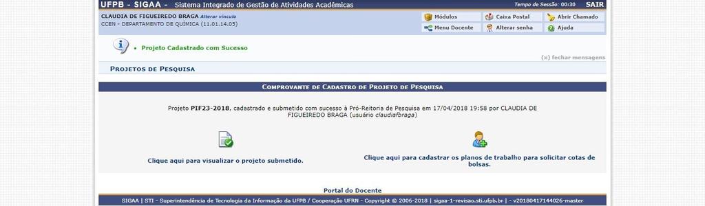 O coordenador do projeto poderá ainda, de forma opcional, submeter um arquivo contendo os dados do projeto para ser armazenado no sistema.