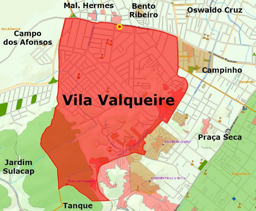 2 - LOCALIZAÇÃO NOS MAPAS (em escalas progressivamente maiores): À esquerda, o ponto vermelho identifica Vila Valqueire dentro do espaço