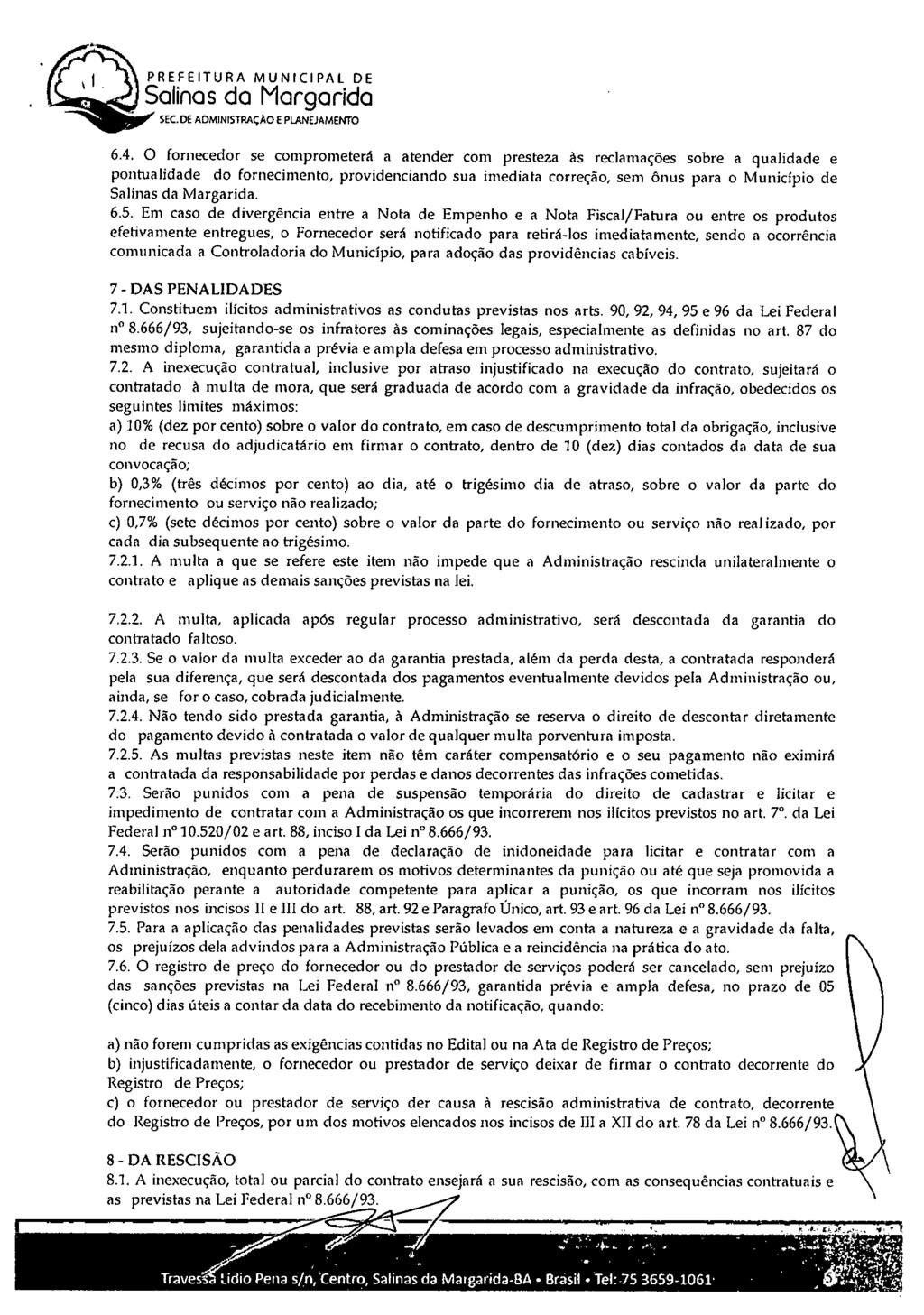 SEC. DE ADMINISTRAÇÃO E PLANEJAMENTO 6.4.