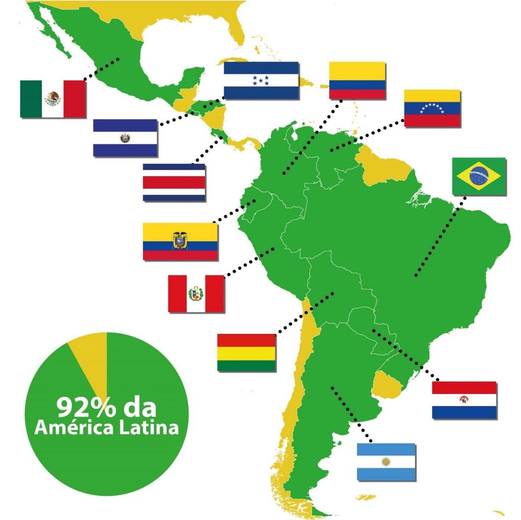 12 países Argentina Bolívia Brasil Colômbia Costa Rica El Salvador