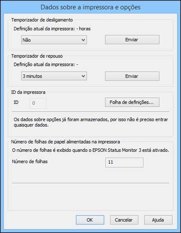 5. Depois de checar o número de folhas carregadas na impressora, clique em OK para fechar a janela.