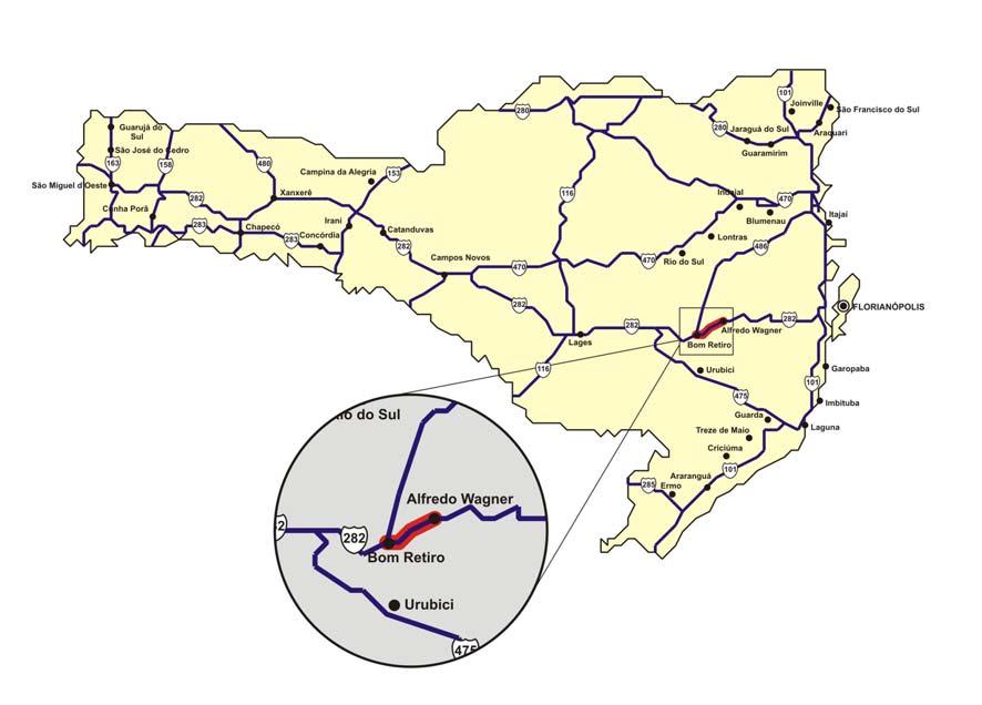 3.1 Região Sul Santa Catarina 3.1.1 Localização do posto de coleta A região Sul foi representada nas contagens pelo estado de Santa Catarina, onde realizou-se no mês de março de 2009, uma coleta de