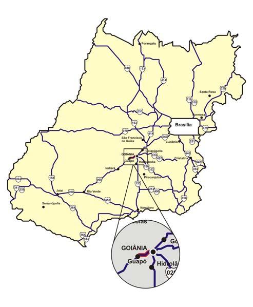 Na BR 060, o trecho de contagem localiza-se na mesorregião denominada centro goiano, ao sul da cidade de Goiânia, entre a mesma e Guapó, conforme mostra a figura 11, e tem como identificação de