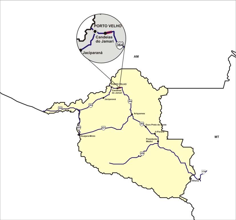 Figura 19 - Localização do trecho de contagem em Rondônia Fonte: Labtrans 3.5.