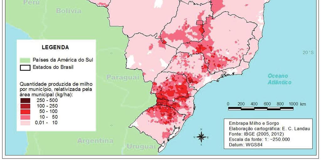 Áreas de Concentração da Produção de Milho no Brasil entre 2008 e 2010