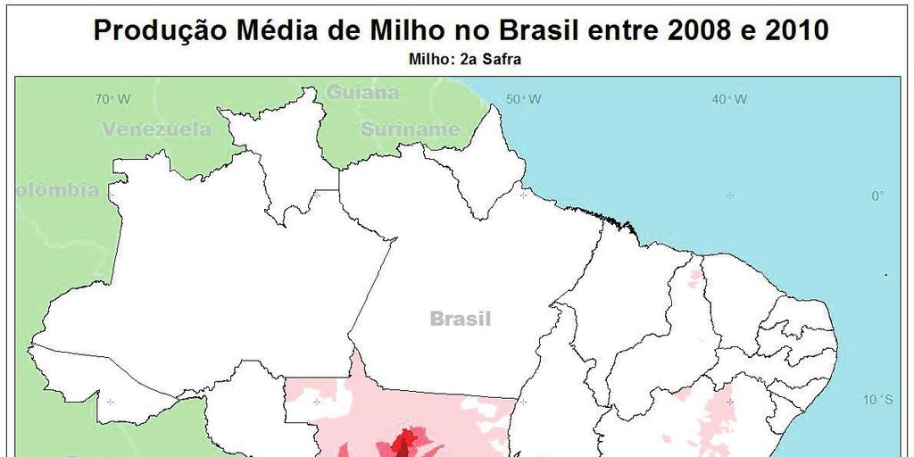 10 Áreas de Concentração da Produção de Milho no Brasil entre 2008 e 2010 Figura 3. Produção média nas 2 as safras de milho no Brasil entre 2008 e 2010.