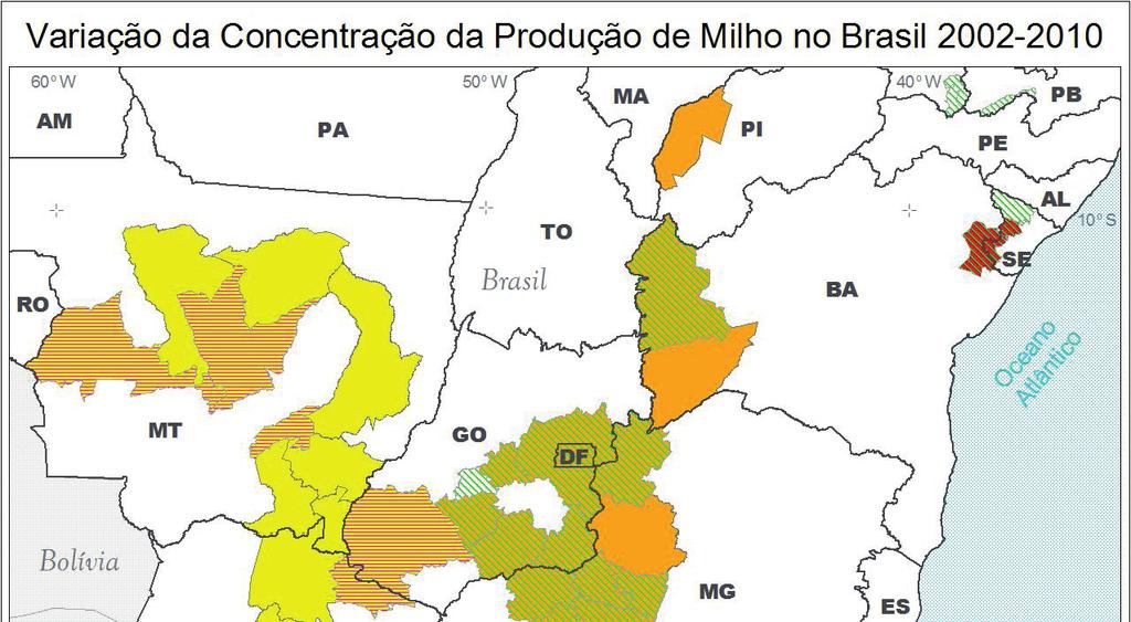 Áreas de Concentração da Produção de Milho no Brasil entre 2008 e 2010 Figura 8.