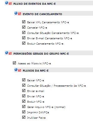 Empresa>Segurança>Configurar usuários>nfc-e.