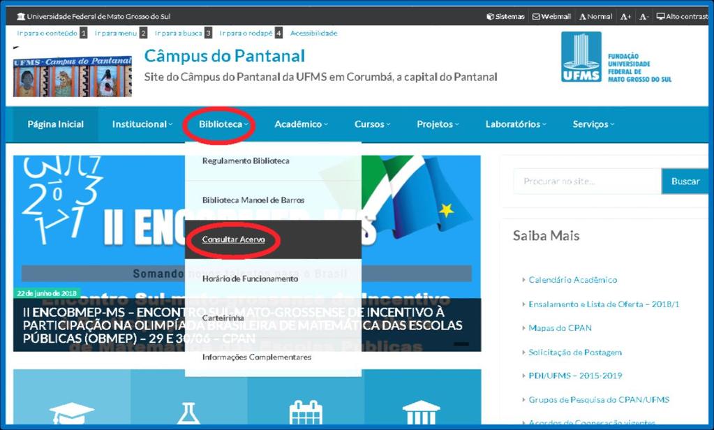 catálogo online da biblioteca? 1.