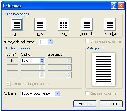 Columnas La opción de columnas de Word permitirá darle un estilo mas profesional, parecido a un libro,