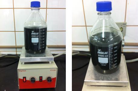 no segundo ensaio 1,5 L de substrato e 35,85 ml do inóculo.