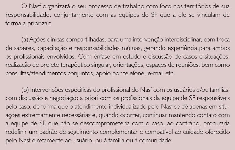 FAZER ATENDIMENTO X NÃO FAZER ATENDIMENTO Atendimento: 60 referências; Atendimento individual: 3 referências; Os profissionais do Nasf realizarão diretamente