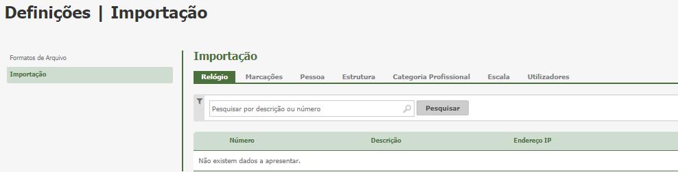 Para realizar uma pesquisa, informe no campo abaixo a descrição ou o código e clique em Pesquisar.