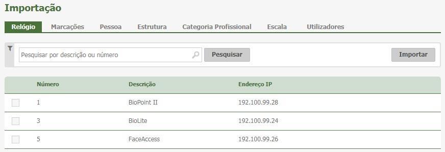 Importação 10.5.2.1. Importação Relógio A coleta será efetuada através da consulta à memória do equipamento.