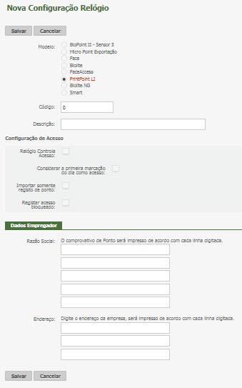 PrintPoint Li Código - número do equipamento de 1 a 999. Clicando no link Número o software exibe todos os equipamentos já cadastrados.