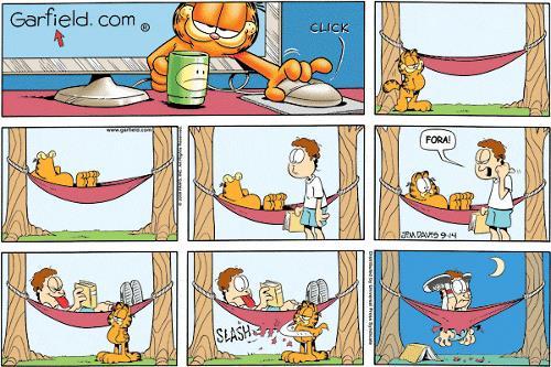 A) Objeto direto B) Sujeito C) Predicativo do sujeito D) Complemento nominal QUESTÃO 11 Tirinha Garfield, de Jim Davis Tirinha Garfield, de Jim Davis Sobre a tirinha de Garfield, é CORRETO afirmar