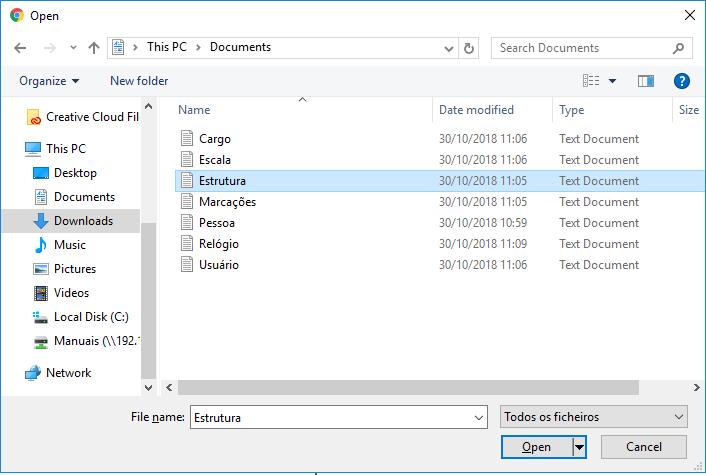 Tipo de arquivo: Selecione o formato do arquivo. Informe o caminho do arquivo TXT: Clique no botão Procurar, e selecione a pasta onde está localizado o arquivo TXT a ser importado.