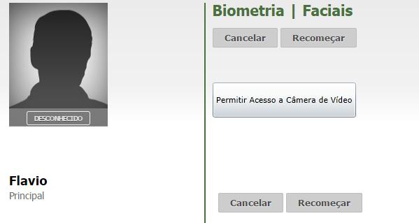 Faces Para incluir biometria facial, clique na aba Faciais, clique no botão