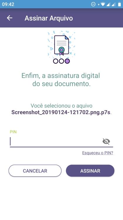 Definição do PIN Esqueceu seu PIN? Caso queira redefinir seu PIN basta selecionar a opção "Esqueceu seu PIN?