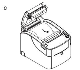 Puxe a borda principal do rolo fora da impressora e feche a tampa.