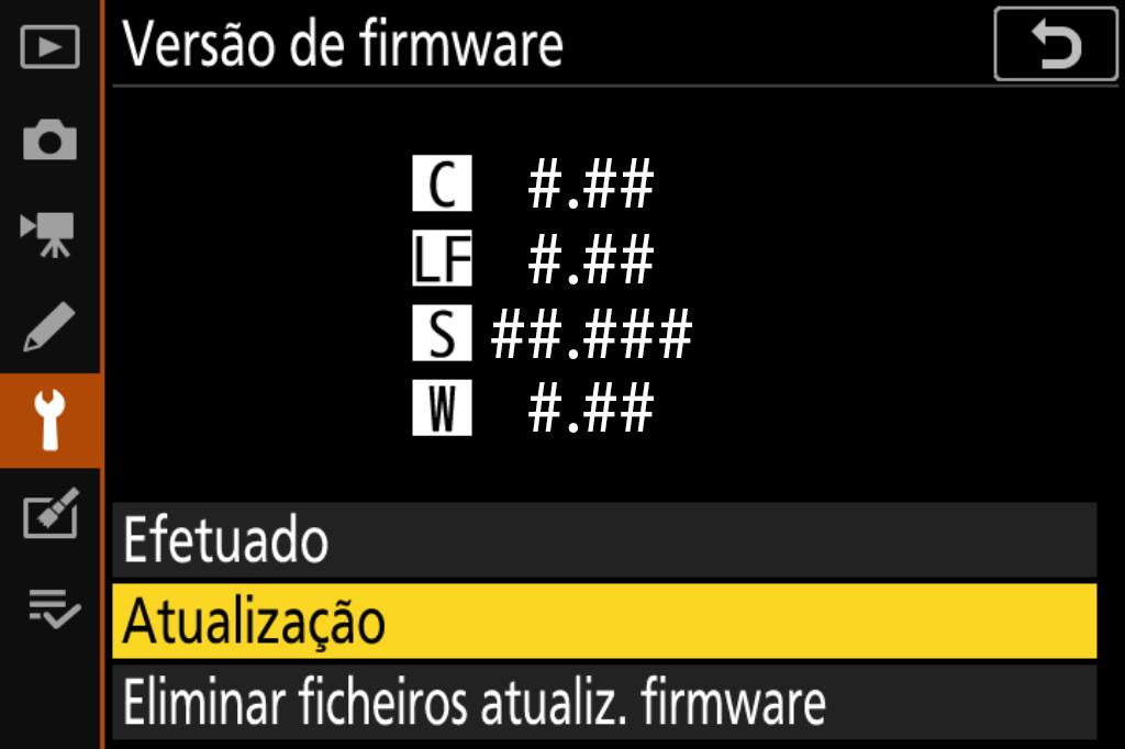 5 Actualizar o firmware Note que, dependendo do modelo da câmara, as caixas de diálogo e as mensagens exibidas durante a atualização podem diferir das mostradas aqui.