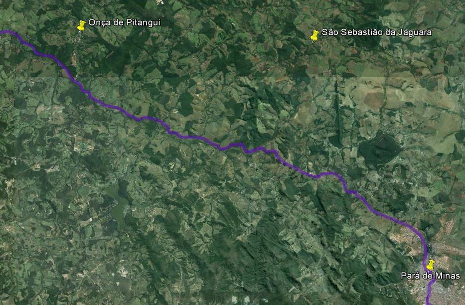 541878mE 7820575mN 7,47 km Figura 2 - Imagem modificada do Google Earth indicando em roxo a rodovia BR-352, que liga os municípios de Pará de