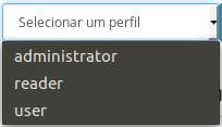 Figura 27: Utilizadores - Perfis disponíveis Respetivamente, associar um ou mais utilizadores a um determinado perfil, ativar e bloquear o acesso dos utilizadores ao CAFE; Figura 28: Utilizadores -