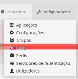 Figura 3: Menu de Configurações Este menu mostra todas as opções de configuração disponíveis. Estas serão explicadas uma por uma de seguida. 3.1 Aplicações Todos os utilizadores do CAFE têm à sua disposição uma lista de aplicações disponíveis que podem adicionar à sua página inicial do CAFE.