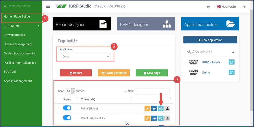 3 O GERADOR DE CÓDIGO Assim como as funcionalidades de criação de aplicações e páginas, o igrpweb conta com um Gerador de Código, uma ferramenta responsável por gerar o conteúdo de cada página,