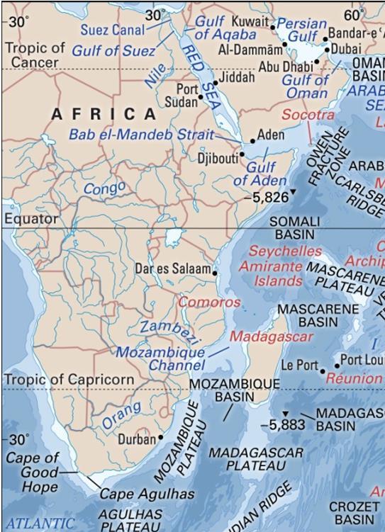 Definição da ESA IO A região da África Oriental e Austral, e o Oceano Índico é constituída por: A Península Arábica Corno de África África Oriental África Austral, até o