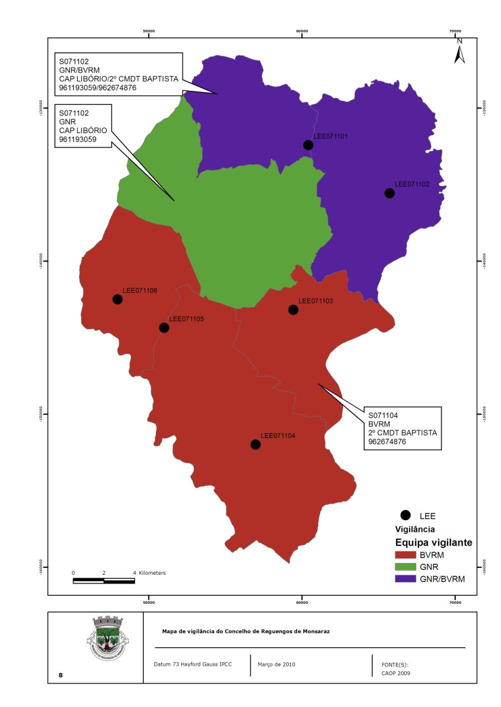 Mapa 8 Mapa de vigilância do Concelho de Reguengos de Monsaraz