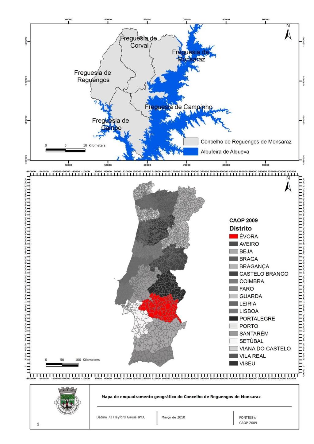 2. Enquadramento Geográfico do Concelho O Concelho do Reguengos de Monsaraz localiza-se na região do Alentejo, pertence ao distrito de Évora, à Direcção Regional das Florestas do Alentejo.