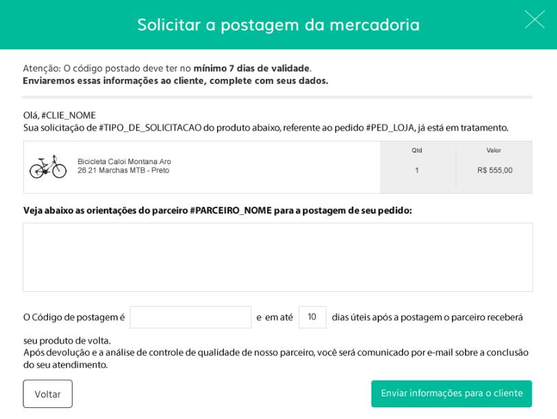 TROCA E REEMBOLSO Postagem Informe o código de postagem e o período previsto para ocorrer a