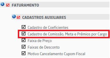 faturamento> subgrupo Cadastros Auxiliares: Funções de Comissionamento Auxiliar de Vendas Rateio de X% do total da