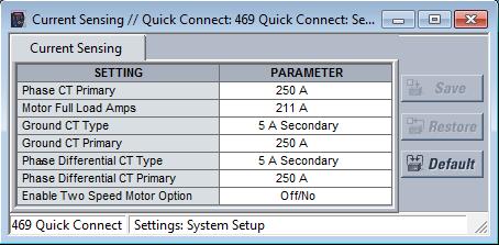 3.3 Current Sensing Com um duplo clique em Current Sensing a janela abaixo será aberta, onde devem ser ajustados os valores do TC (no nosso caso, ajustar o