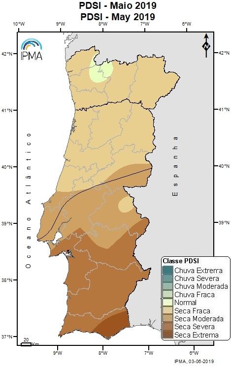 Figura 7 Distribuição espacial do índice de seca